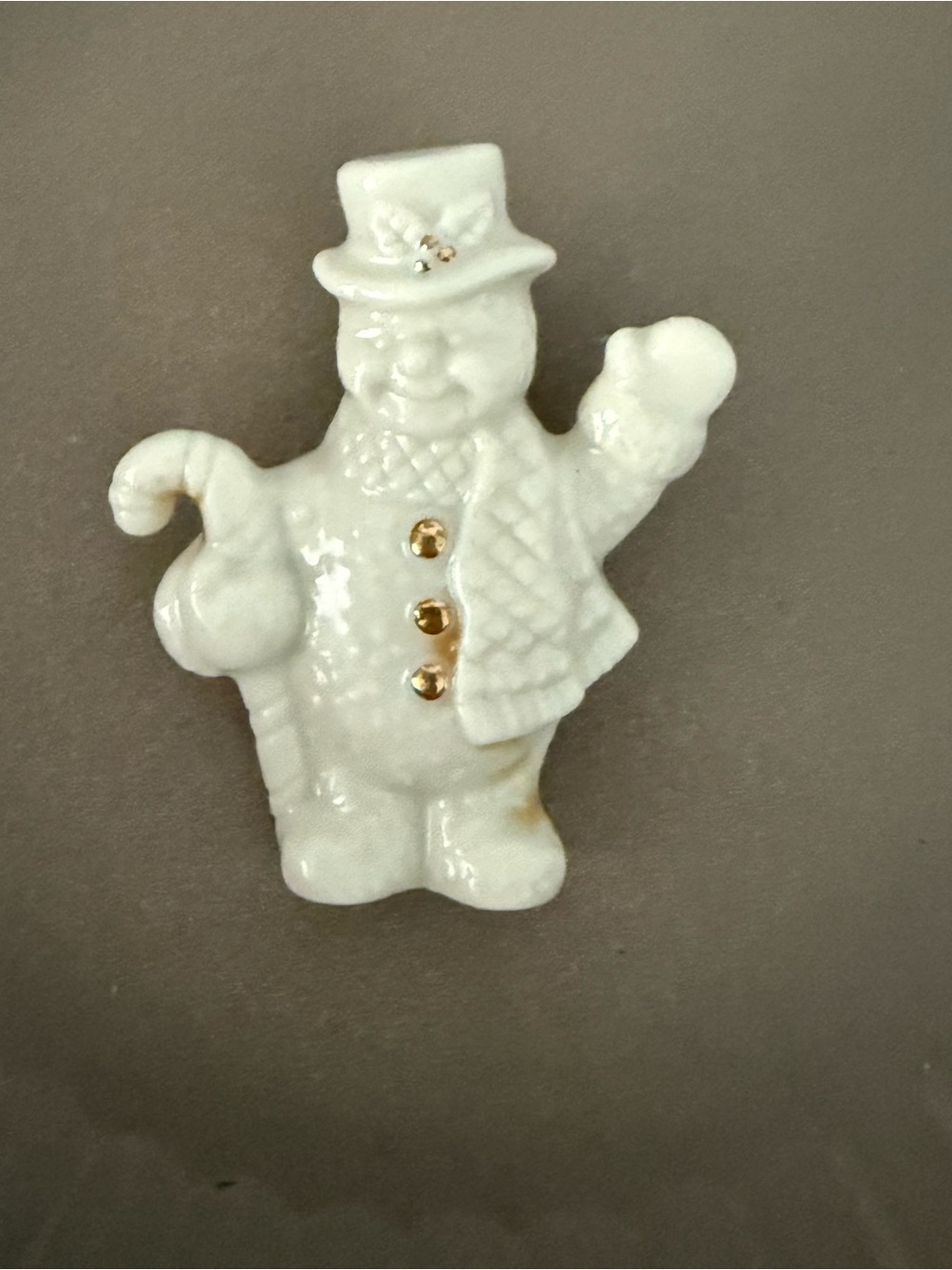 Vintage Lenox cream snowman brooch pin